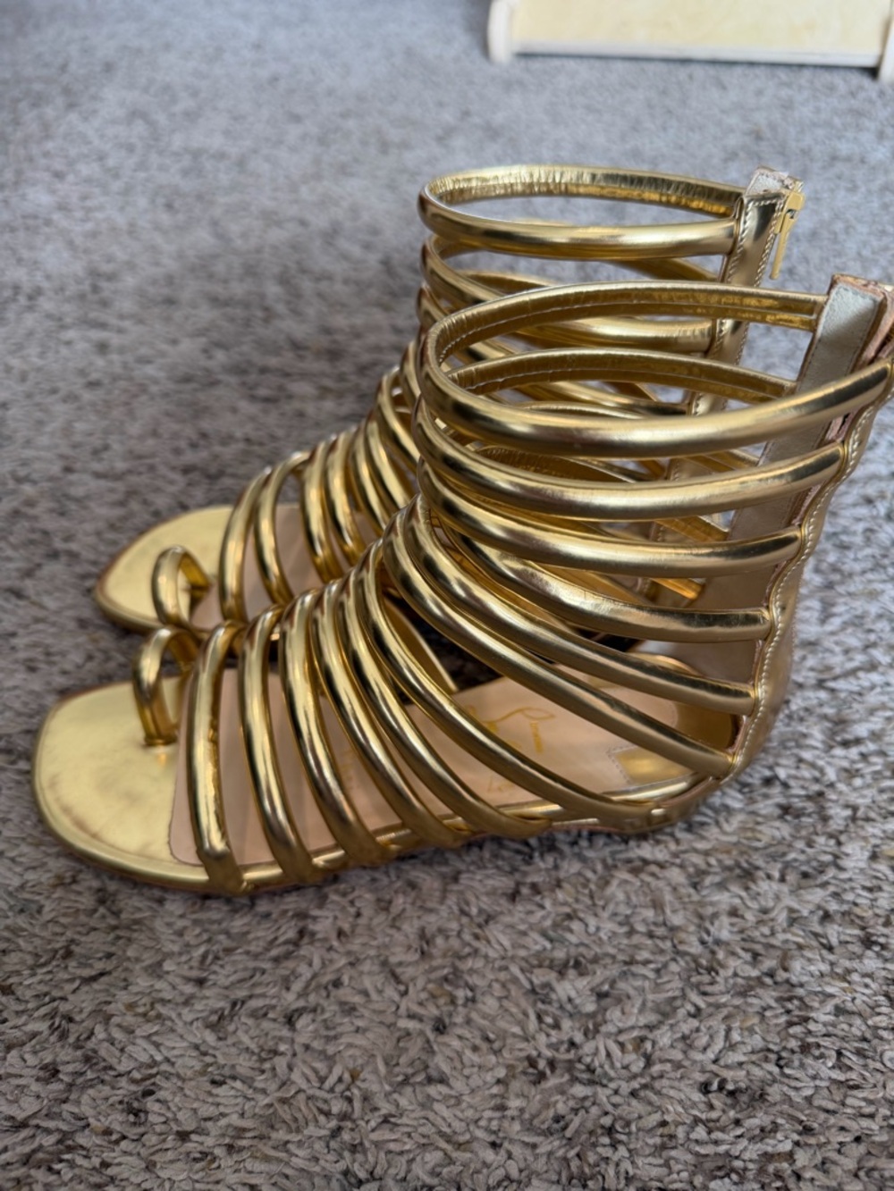 Gold Christian Louboutin Gladiator Sandals size 34 - Picture 2 of 7